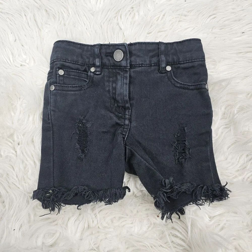 Stella McCartney Kids Black Denim Cut Off Raw Hem Knee Shorts Toddler 2 Years 2T